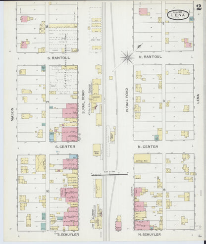 Sanborn Fire Insurance Map from Lena, Stephenson County, Illinois (1893), Sheet #0002 - Complete Map Set gallery image, historic Sanborn map, vintage wall art, Illinois Illinois