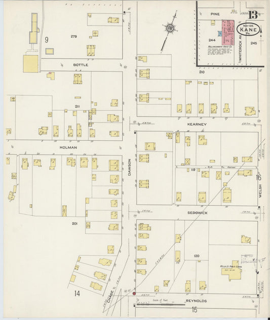 Sanborn Fire Insurance Map from Kane, McKean County, Pennsylvania (1915), Sheet #0013 - Historic Sanborn Fire Insurance Map Print, vintage old map wall art, antique decor, genealogy gift, Pennsylvania Pennsylvania map