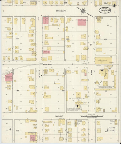 Sanborn Fire Insurance Map from Hickman, Fulton County, Kentucky (1917), Sheet #0004 - Complete Map Set gallery image, historic Sanborn map, vintage wall art, Kentucky Kentucky