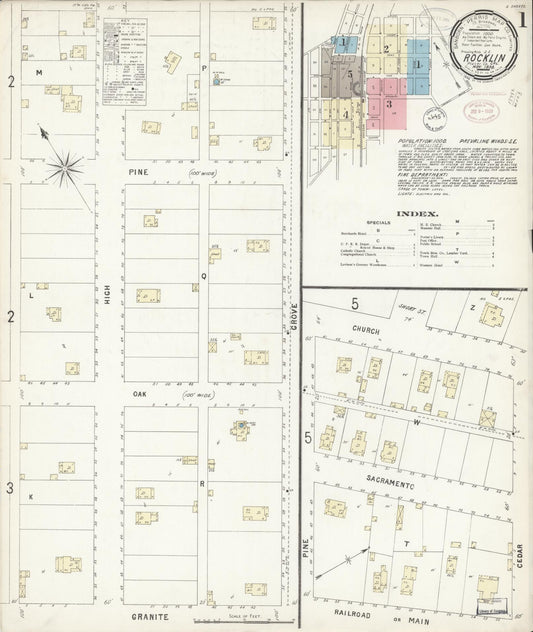 Sanborn Fire Insurance Map from Rocklin, Placer County, California. (1898) – Historic Sanborn Fire Insurance Map Print