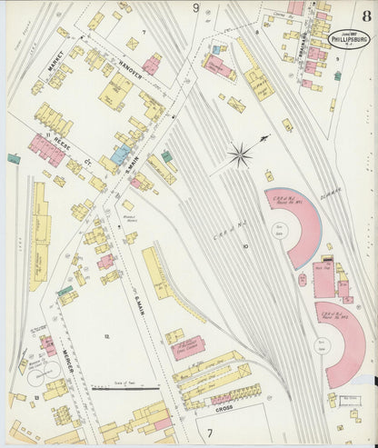 Sanborn Fire Insurance Map from Phillipsburg, Warren County, New Jersey (1897), Sheet #0008 - Complete Map Set gallery image, historic Sanborn map, vintage wall art, New Jersey New Jersey