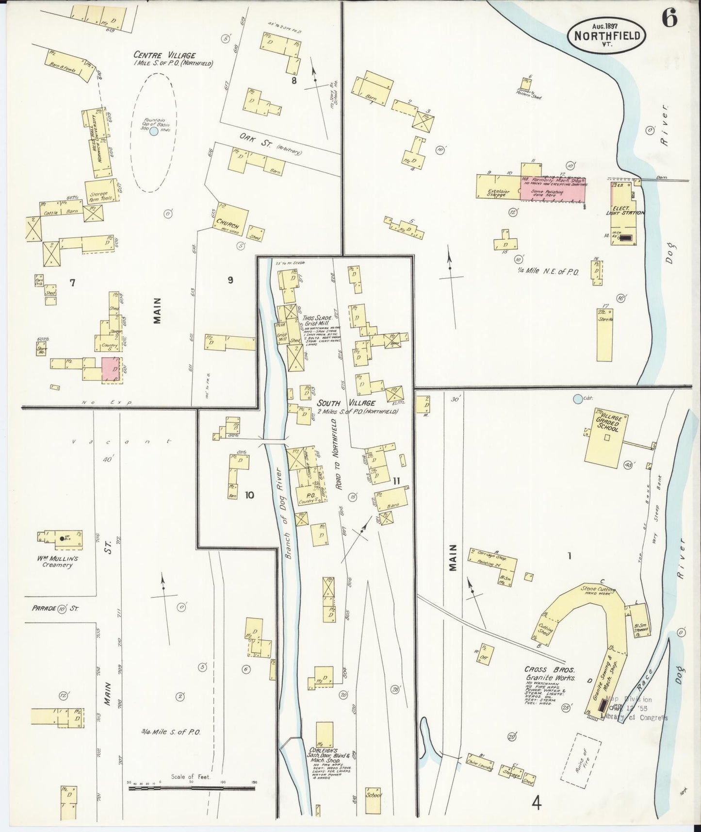 Sanborn Fire Insurance Map from Northfield, Washington County, Vermont (1897), Sheet #0006 - Historic Sanborn Fire Insurance Map Print, vintage old map wall art, antique decor, genealogy gift, Vermont Vermont map