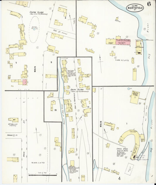 Sanborn Fire Insurance Map from Northfield, Washington County, Vermont (1897), Sheet #0006 - Historic Sanborn Fire Insurance Map Print, vintage old map wall art, antique decor, genealogy gift, Vermont Vermont map