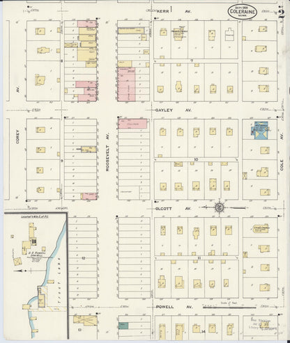 Sanborn Fire Insurance Map from Coleraine, Itasca County, Minnesota (1909), Sheet #0002 - Complete Map Set gallery image, historic Sanborn map, vintage wall art, Minnesota Minnesota