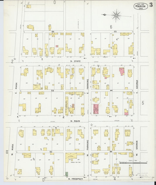 Sanborn Fire Insurance Map from Marion, Marion County, Ohio (1900), Sheet #0003 - Historic Sanborn Fire Insurance Map Print, vintage old map wall art, antique decor, genealogy gift, Ohio Ohio map