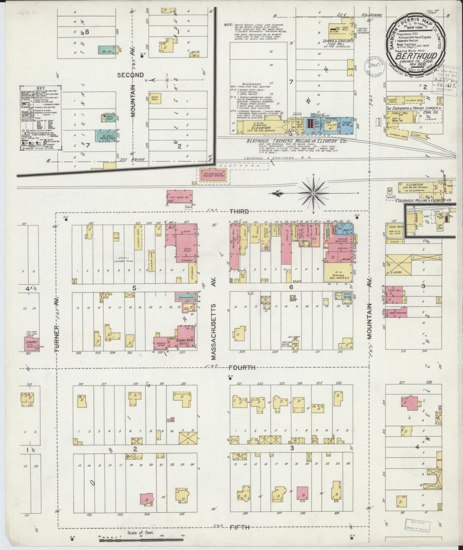 Sanborn Fire Insurance Map from Berthoud, Larimer County, Colorado (1900), Sheet #0001 - Historic Sanborn Fire Insurance Map Print, vintage old map wall art, antique decor, genealogy gift, Colorado Colorado map