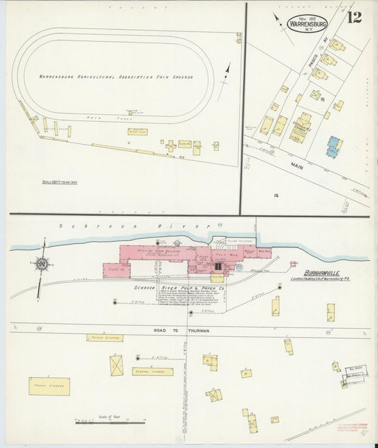 Sanborn Fire Insurance Map from Warrensburg, Warren County, New York (1912), Sheet #0012 - Historic Sanborn Fire Insurance Map Print, vintage old map wall art, antique decor, genealogy gift, New York New York map