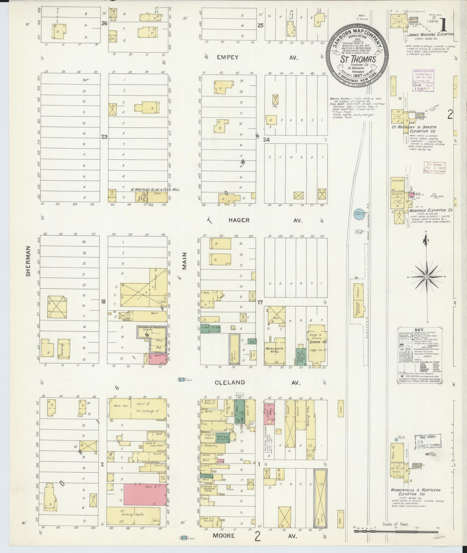 Sanborn Fire Insurance Map from Saint Thomas, Pembina County, North Dakota. (1907) – Historic Sanborn Fire Insurance Map Print