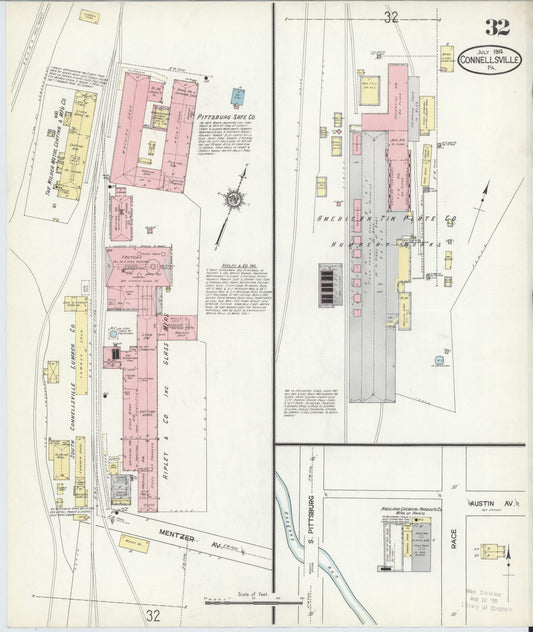 Sanborn Fire Insurance Map from Connellsville, Fayette County, Pennsylvania (1914), Sheet #0032 - Historic Sanborn Fire Insurance Map Print, vintage old map wall art, antique decor, genealogy gift, Pennsylvania Pennsylvania map