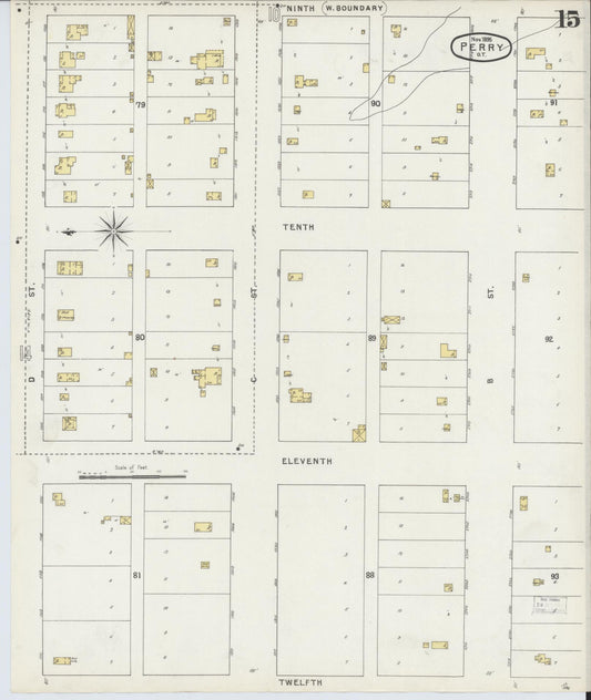Sanborn Fire Insurance Map from Perry, Noble County, Oklahoma (1895), Sheet #0015 - Historic Sanborn Fire Insurance Map Print, vintage old map wall art, antique decor, genealogy gift, Oklahoma Oklahoma map