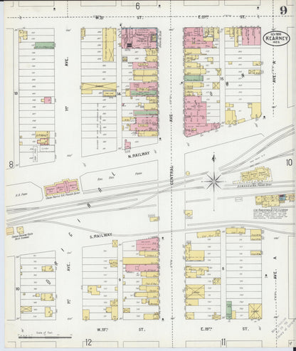 Sanborn Fire Insurance Map from Kearney, Buffalo County, Nebraska (1899), Sheet #0009 - Complete Map Set gallery image, historic Sanborn map, vintage wall art, Nebraska Nebraska