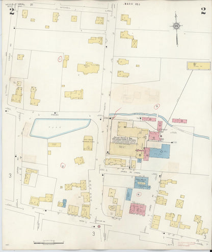 Sanborn Fire Insurance Map from Medfield, Norfolk County, Massachusetts (1943), Sheet #0002 - Historic Sanborn Fire Insurance Map Print, vintage old map wall art, antique decor, genealogy gift, Massachusetts Massachusetts map