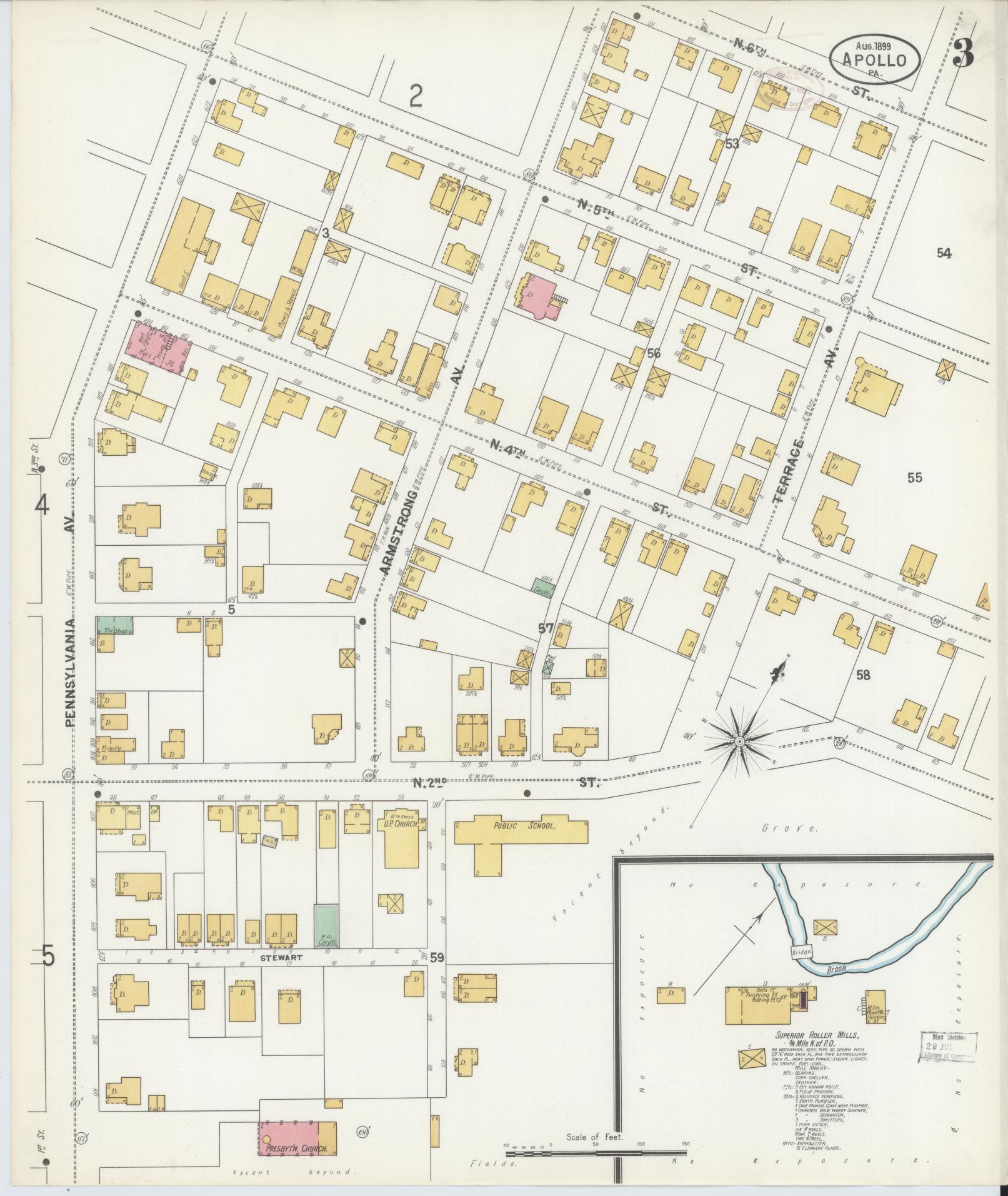 Sanborn Fire Insurance Map from Apollo, Armstrong County, Pennsylvania (1899), Sheet #0003 - Historic Sanborn Fire Insurance Map Print, vintage old map wall art, antique decor, genealogy gift, Pennsylvania Pennsylvania map