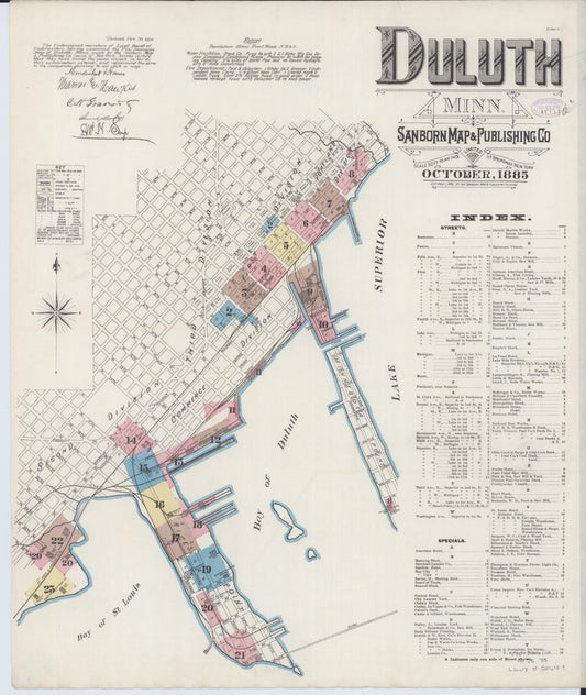 Sanborn Fire Insurance Map from Duluth, Saint Louis County, Minnesota (1885), Sheet #0001 - Complete Map Set gallery image, historic Sanborn map, vintage wall art, Minnesota Minnesota