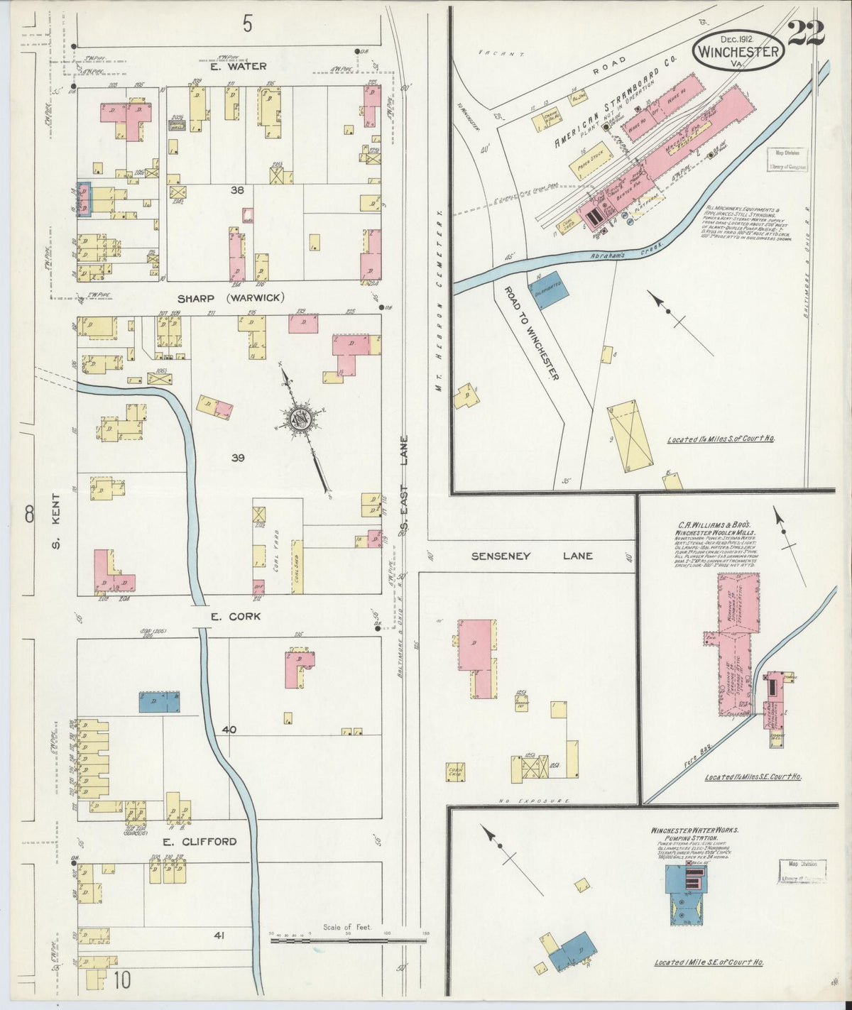 Sanborn Fire Insurance Map from Winchester, Independent Cities, Virginia (1912), Sheet #0022 - Complete Map Set gallery image, historic Sanborn map, vintage wall art, Virginia Virginia