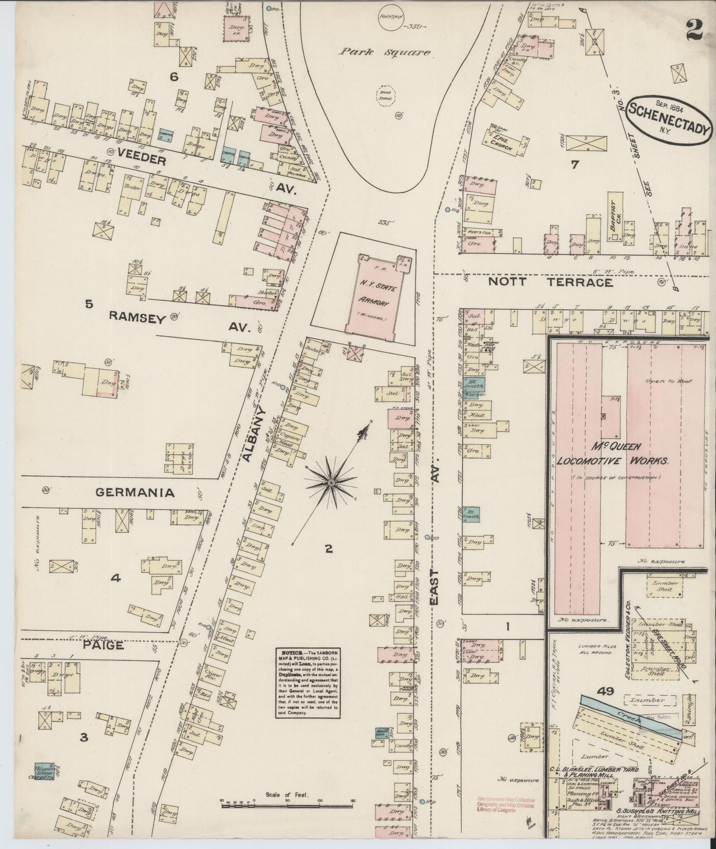 Sanborn Fire Insurance Map from Schenectady, Schenectady County, New York (1884), Sheet #0002 - Historic Sanborn Fire Insurance Map Print, vintage old map wall art, antique decor, genealogy gift, New York New York map