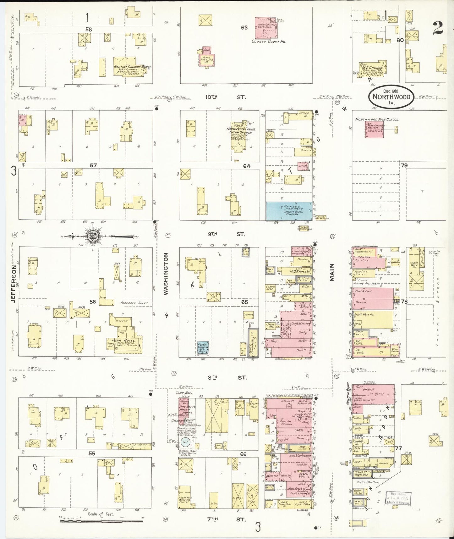 Sanborn Fire Insurance Map from Northwood, Worth County, Iowa (1910), Sheet #0002 - Historic Sanborn Fire Insurance Map Print