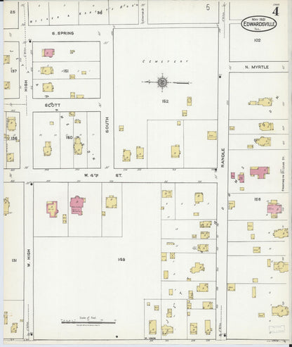 Sanborn Fire Insurance Map from Edwardsville, Madison County, Illinois (1921), Sheet #0004 - Complete Map Set gallery image, historic Sanborn map, vintage wall art, Illinois Illinois