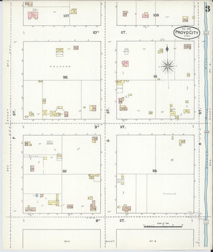 Sanborn Fire Insurance Map from Provo, Utah County, Utah (1890), Sheet #0003 - Complete Map Set gallery image, historic Sanborn map, vintage wall art, Provo Utah