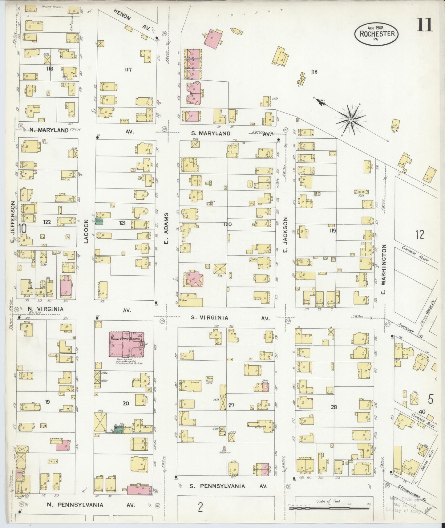 Sanborn Fire Insurance Map from Rochester, Beaver County, Pennsylvania (1908), Sheet #0011 - Complete Map Set gallery image, historic Sanborn map, vintage wall art, Pennsylvania Pennsylvania