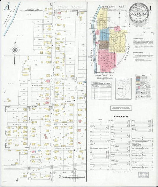 Sanborn Fire Insurance Map from Covington, Miami County, Ohio (1946), Sheet #0001 - Historic Sanborn Fire Insurance Map Print, vintage old map wall art, antique decor, genealogy gift, Ohio Ohio map