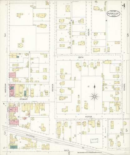 Sanborn Fire Insurance Map from Puyallup, Pierce County, Washington (1900), Sheet #0004 - Complete Map Set gallery image, historic Sanborn map, vintage wall art, Washington Washington