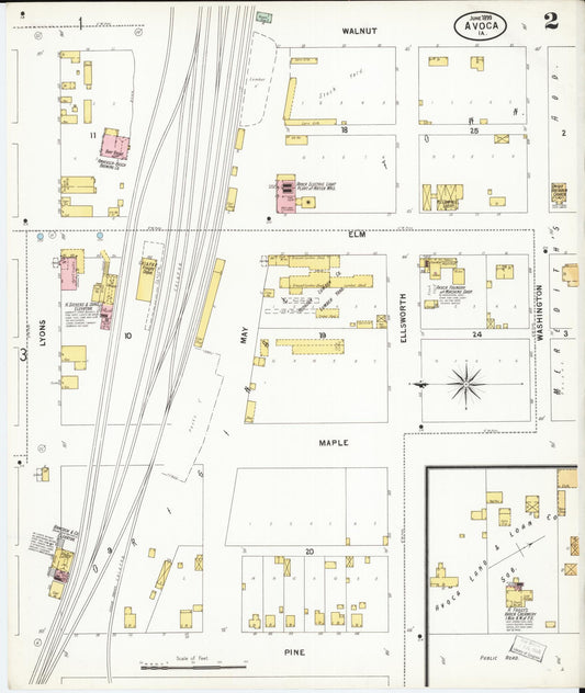 Sanborn Fire Insurance Map from Avoca, Pottawattamie County, Iowa (1899), Sheet #0002 - Historic Sanborn Fire Insurance Map Print, vintage old map wall art