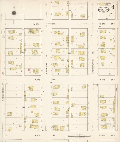 Sanborn Fire Insurance Map from Holton, Jackson County, Kansas (1922), Sheet #0004 - Complete Map Set gallery image, historic Sanborn map, vintage wall art, Kansas Kansas