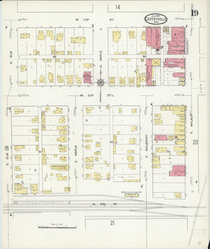 Sanborn Fire Insurance Map from Coffeyville, Montgomery County, Kansas (1913), Sheet #0019 - Complete Map Set gallery image, historic Sanborn map, vintage wall art, Kansas Kansas