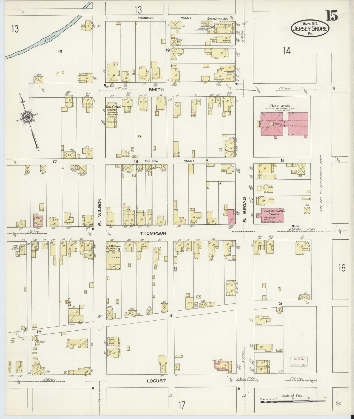 Sanborn Fire Insurance Map from Jersey Shore, Lycoming County, Pennsylvania (1913), Sheet #0015 - Complete Map Set gallery image, historic Sanborn map, vintage wall art, Pennsylvania Pennsylvania