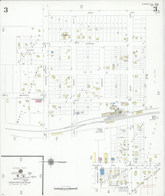 Sanborn Fire Insurance Map from Stewartville, Olmsted County, Minnesota (1950), Sheet #0003 - Historic Sanborn Fire Insurance Map Print, vintage old map wall art, antique decor, genealogy gift, Minnesota Minnesota map