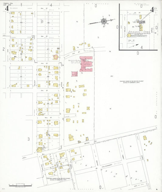 Sanborn Fire Insurance Map from Frisco, Collin County, Texas (1949), Sheet #0004 - Historic Sanborn Fire Insurance Map Print, vintage old map wall art, antique decor, genealogy gift, Texas Texas map