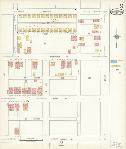 Sanborn Fire Insurance Map from Phoenixville, Chester County, Pennsylvania (1921), Sheet #0009 - Complete Map Set gallery image, historic Sanborn map, vintage wall art, Pennsylvania Pennsylvania
