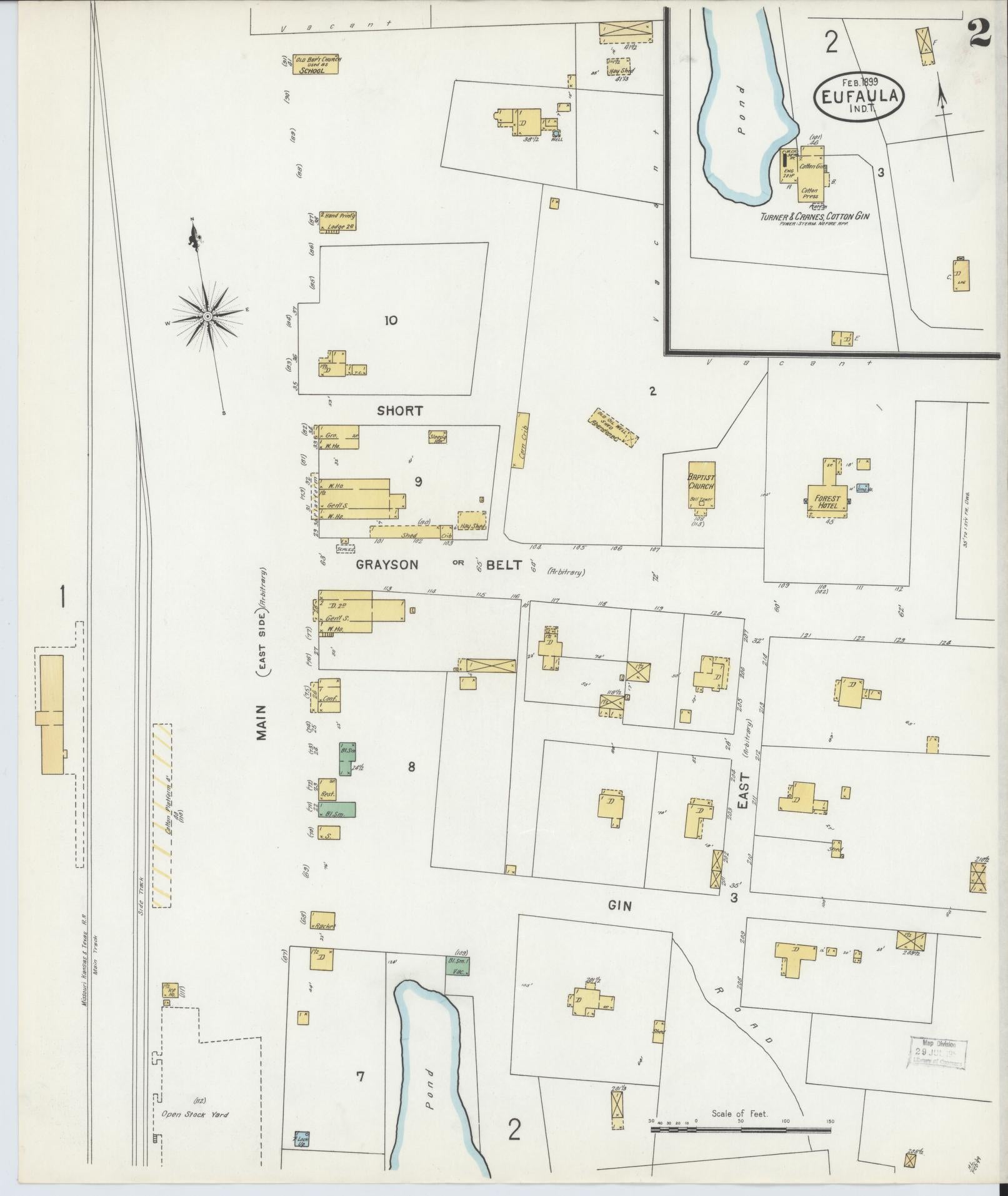 Sanborn Fire Insurance Map from Eufala, McIntosch County, Oklahoma (1899), Sheet #0002 - Complete Map Set gallery image, historic Sanborn map, vintage wall art, Oklahoma Oklahoma