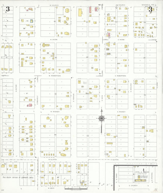 Sanborn Fire Insurance Map from Seminole, Gaines County, Texas (1941), Sheet #0003 - Historic Sanborn Fire Insurance Map Print, vintage old map wall art, antique decor, genealogy gift, Texas Texas map