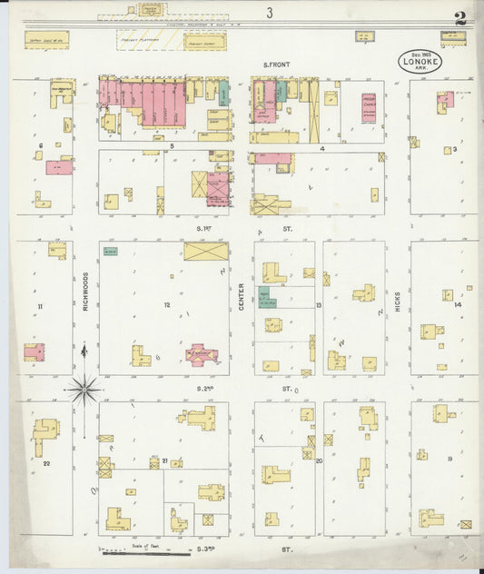 Sanborn Fire Insurance Map from Lonoke, Lonoke County, Arkansas (1903), Sheet #0002 - Historic Sanborn Fire Insurance Map Print, vintage old map wall art, antique decor, genealogy gift, Arkansas Arkansas map