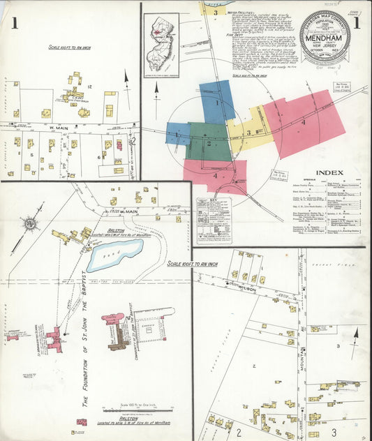 Sanborn Fire Insurance Map from Mendham, Morris County, New Jersey. (1923) – Historic Sanborn Fire Insurance Map Print