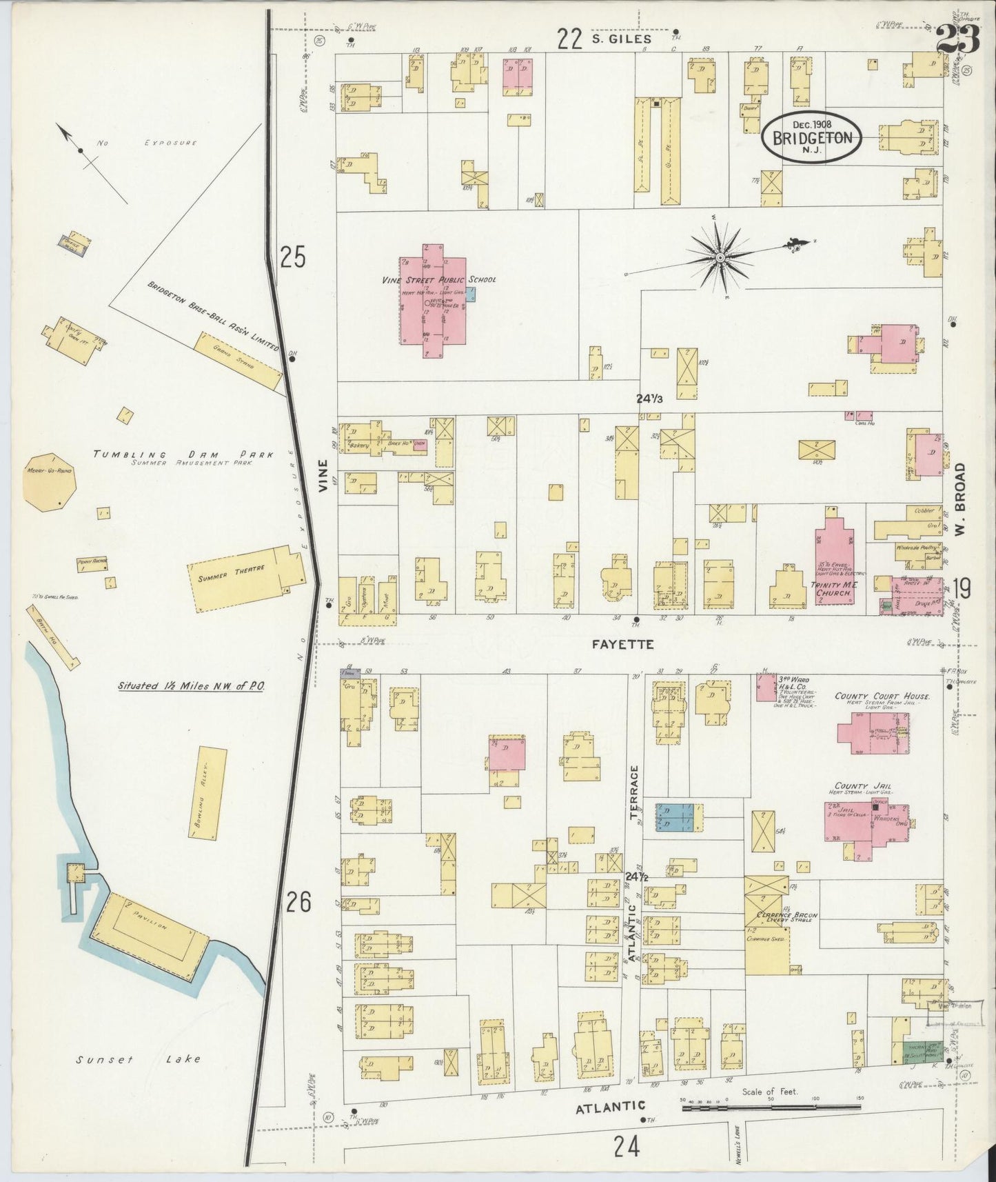 Sanborn Fire Insurance Map from Bridgeton, Cumberland County, New Jersey (1908), Sheet #0023 - Complete Map Set gallery image, historic Sanborn map, vintage wall art, New Jersey New Jersey