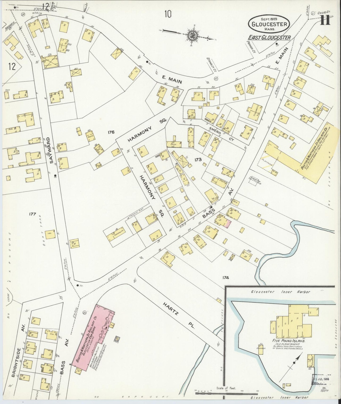 Sanborn Fire Insurance Map from Gloucester, Essex County, Massachusetts (1909), Sheet #0011 - Complete Map Set gallery image, historic Sanborn map, vintage wall art, Massachusetts Massachusetts