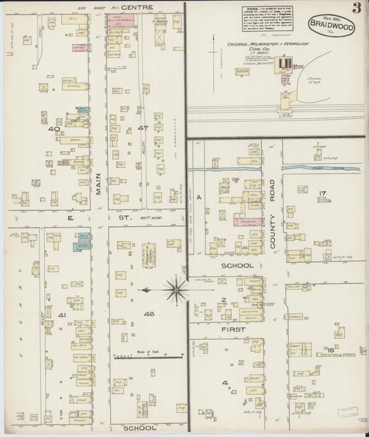 Sanborn Fire Insurance Map from Braidwood, Will County, Illinois (1885), Sheet #0003 - Historic Sanborn Fire Insurance Map Print, vintage old map wall art, antique decor, genealogy gift, Illinois Illinois map