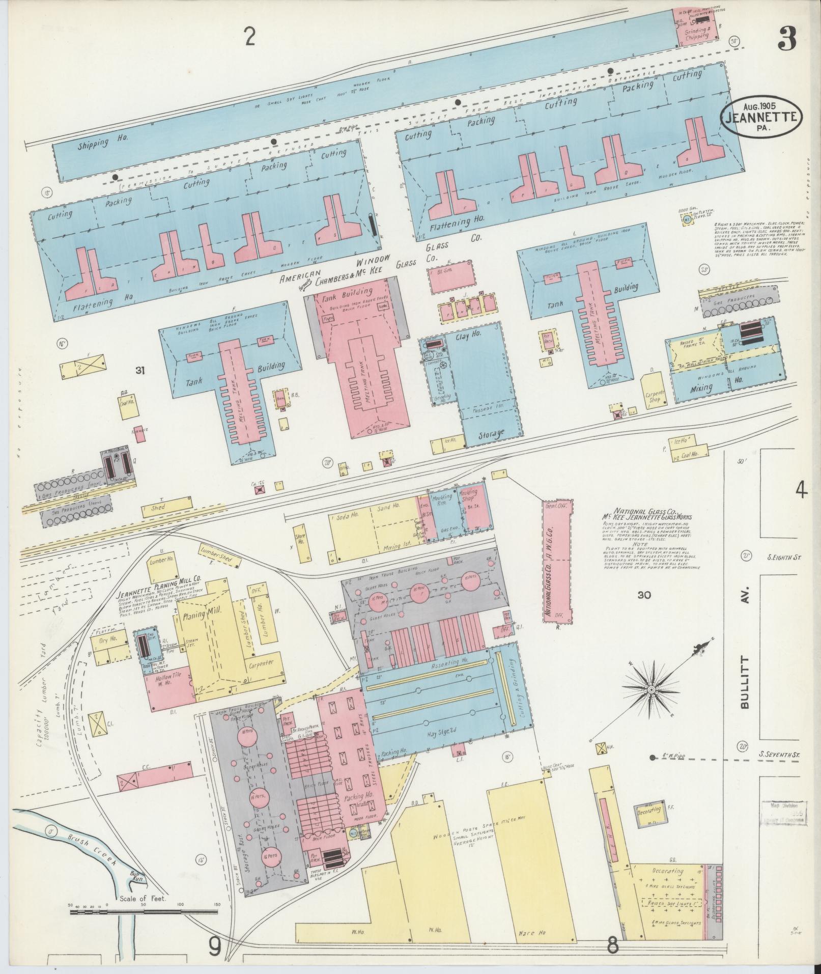 Sanborn Fire Insurance Map from Jeannette, Westmoreland County, Pennsylvania (1905), Sheet #0003 - Historic Sanborn Fire Insurance Map Print, vintage old map wall art, antique decor, genealogy gift, Pennsylvania Pennsylvania map