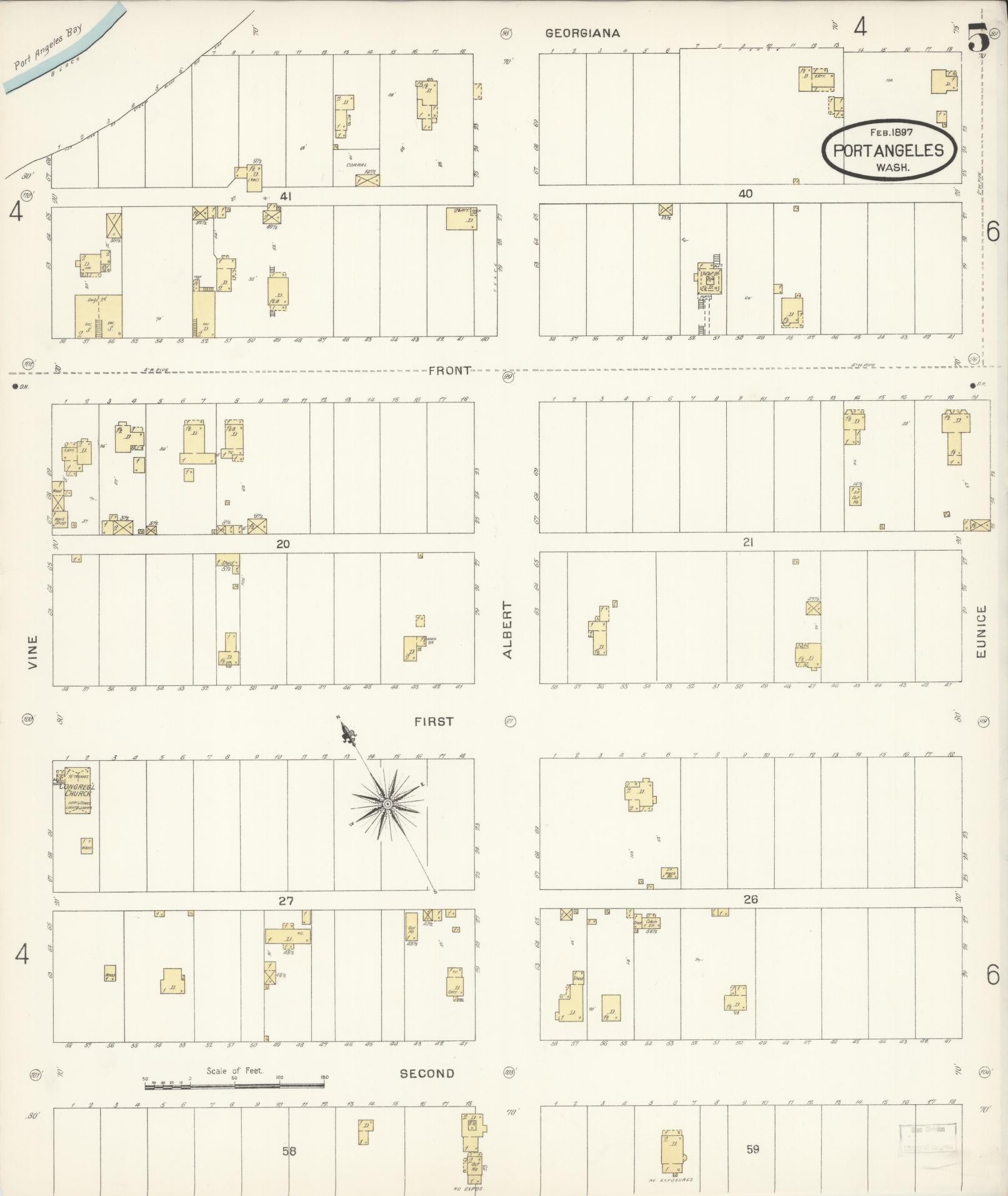 Sanborn Fire Insurance Map from Port Angeles, Clallam County, Washington (1897), Sheet #0005 - Complete Map Set gallery image, historic Sanborn map, vintage wall art, Washington Washington
