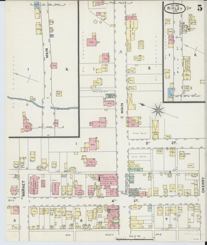 Sanborn Fire Insurance Map from Ripley, Brown County, Ohio (1890), Sheet #0005 - Historic Sanborn Fire Insurance Map Print, vintage old map wall art, antique decor, genealogy gift, Ohio Ohio map