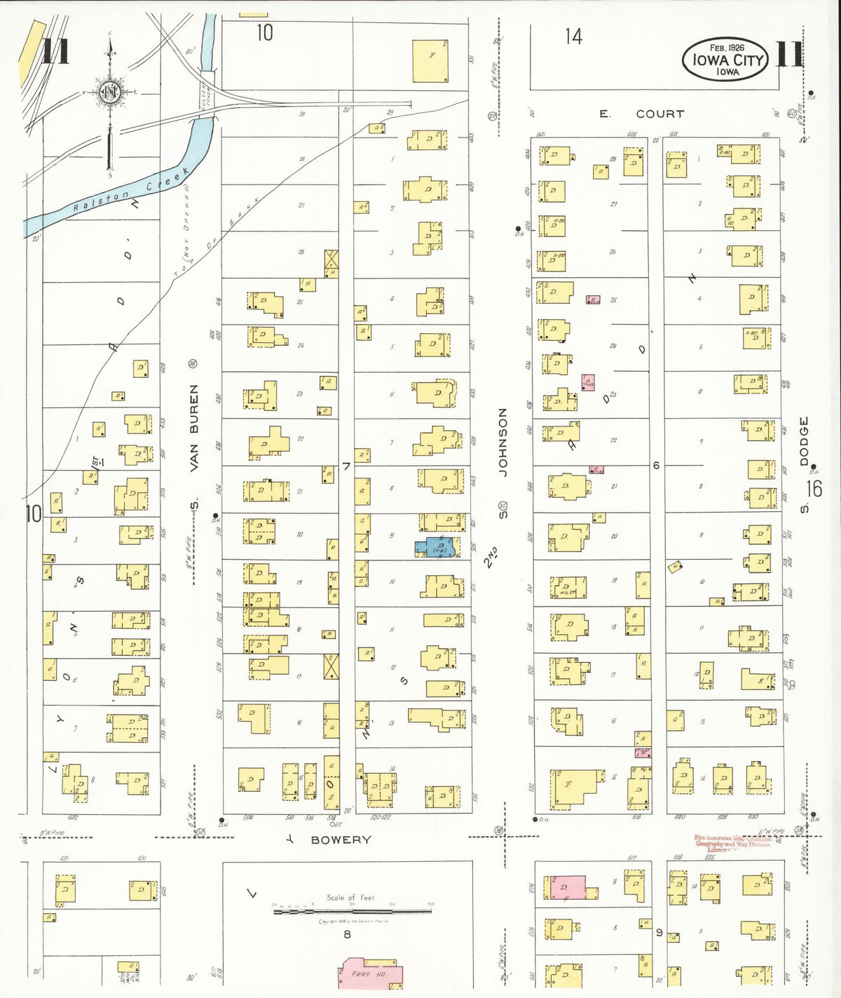 Sanborn Fire Insurance Map from Iowa City, Johnson County, Iowa (1926), Sheet #0011 - Historic Sanborn Fire Insurance Map Print
