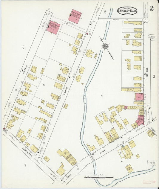 Sanborn Fire Insurance Map from South Hadley Falls, Hampshire County, Massachusetts (1918), Sheet #0002 - Historic Sanborn Fire Insurance Map Print, vintage old map wall art, antique decor, genealogy gift, Massachusetts Massachusetts map