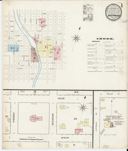 Sanborn Fire Insurance Map from Independence, Buchanan County, Iowa (1885), Sheet #0001 - Historic Sanborn Fire Insurance Map Print