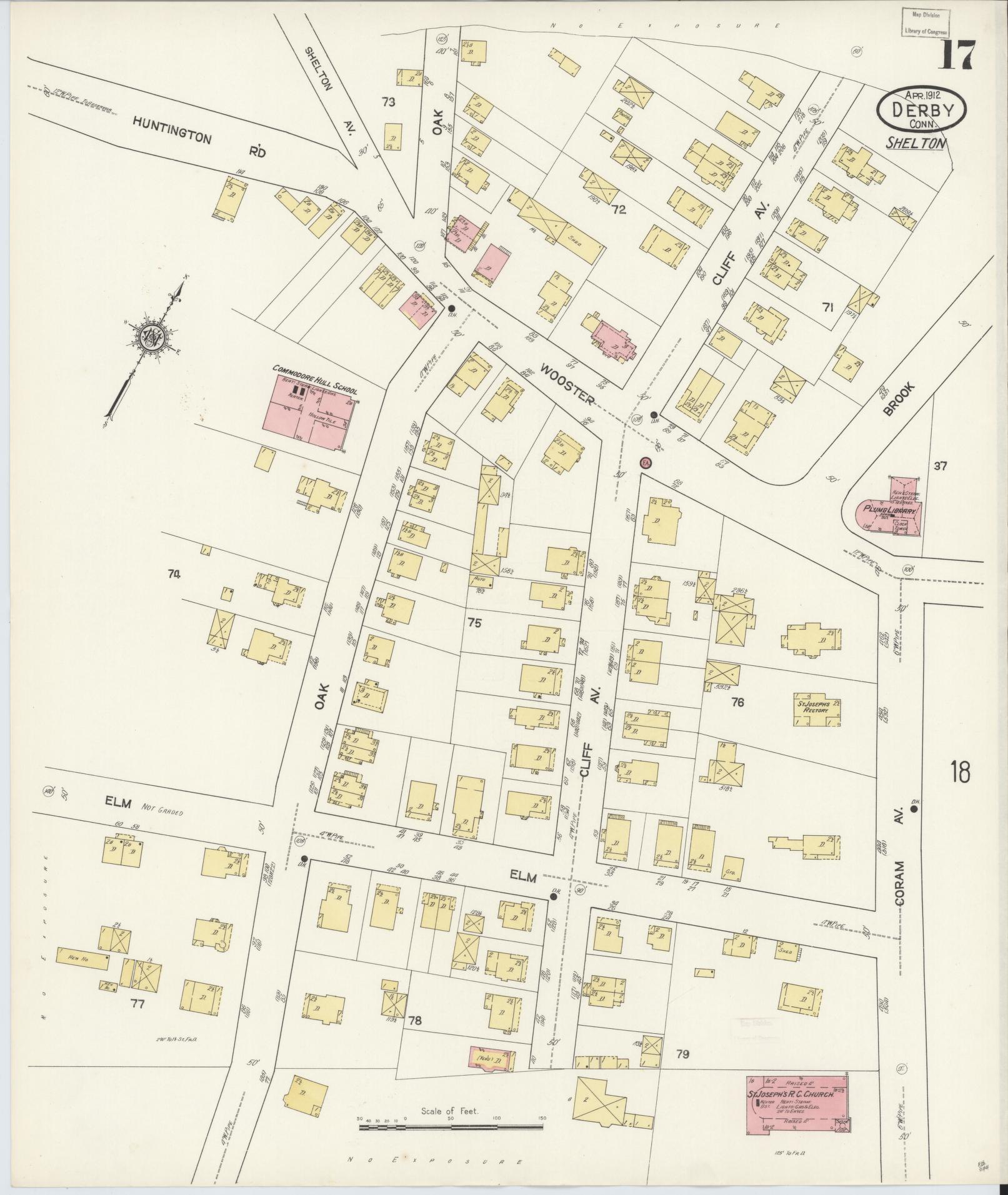 Sanborn Fire Insurance Map from Derby, New Haven County, Connecticut (1912), Sheet #0017 - Complete Map Set gallery image, historic Sanborn map, vintage wall art, Connecticut Connecticut
