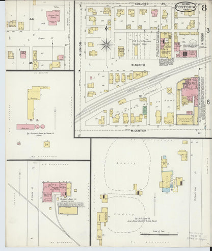 Sanborn Fire Insurance Map from Fostoria, Seneca, Hancock, And Wood Counties, Ohio (1896), Sheet #0008 - Historic Sanborn Fire Insurance Map Print, vintage old map wall art, antique decor, genealogy gift, Ohio Ohio map