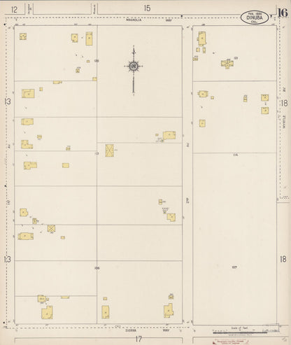 Sanborn Fire Insurance Map from Dinuba, Tulare County, California (1920), Sheet #0016 - Historic Sanborn Fire Insurance Map Print, vintage old map wall art, antique decor, genealogy gift, California California map