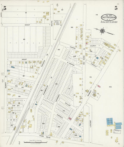 Sanborn Fire Insurance Map from East Paterson, Bergen County, New Jersey (1925), Sheet #0005 - Complete Map Set gallery image, historic Sanborn map, vintage wall art, New Jersey New Jersey